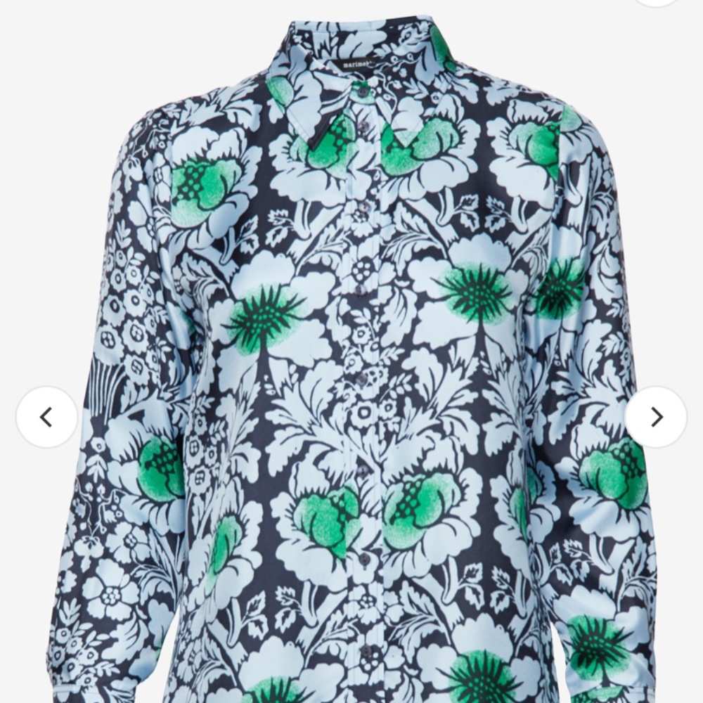 Marimekko Toiveikas Silk Shirt in Juhannus print EU 34
